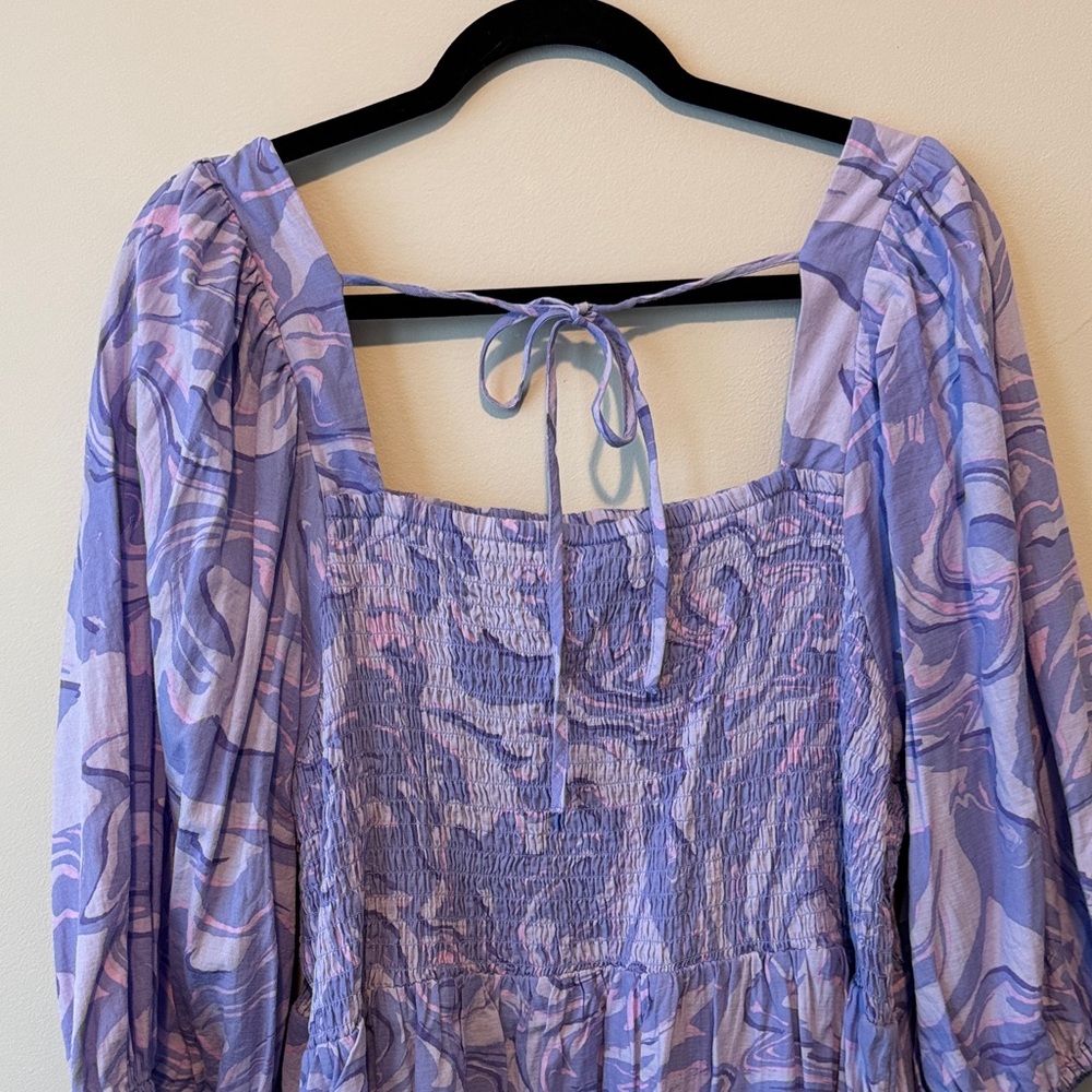 Ava & Viv Purple Patterned Long Sleeve Dress - Picture 4 of 4